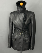 Load image into Gallery viewer, GUCCI LEATHER COAT / BLACK JACKET - Fur Collar - Women&#39;s Size IT 42 - UK 10
