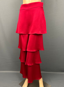 OSMAN LONDON TIERED FELIX TROUSERS - Lava Red Satin - Women's Size UK 10