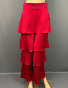 OSMAN LONDON TIERED FELIX TROUSERS - Lava Red Satin - Women's Size UK 10