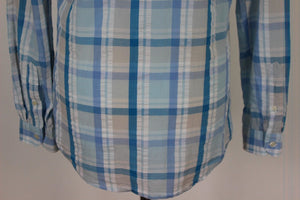 JACK WILLS Mens Blue Checked Long Sleeved SHIRT - Size Small - S