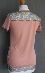 SPORTMAX CODE Ladies Dusty Pink LACE DETAIL TOP - Size UK S - Small
