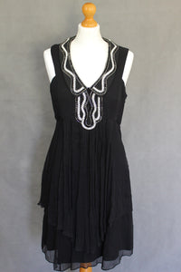 TEMPERLEY LONDON Black Silk EMBELLISHED DRESS Size UK 12 - US 8 ALICE TEMPERLEY