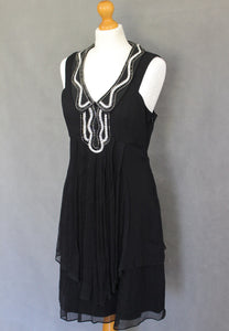 TEMPERLEY LONDON Black Silk EMBELLISHED DRESS Size UK 12 - US 8 ALICE TEMPERLEY