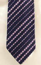 Load image into Gallery viewer, DUNHILL Mens 100% SILK Purple Chevron Pattern TIE - Made in England

