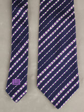 Load image into Gallery viewer, DUNHILL Mens 100% SILK Purple Chevron Pattern TIE - Made in England
