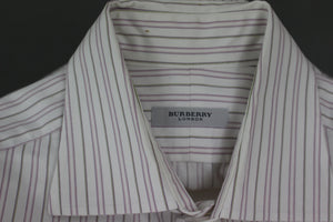 BURBERRY London Mens Purple Striped SHIRT - Size 16" Collar - Large - L