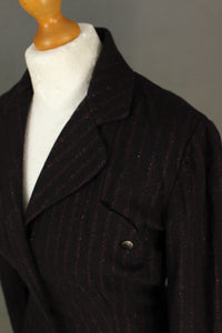 ARMAND VENTILO Ladies Purple Striped Wool Blend JACKET Size FR 38 - UK 10 - IT 42