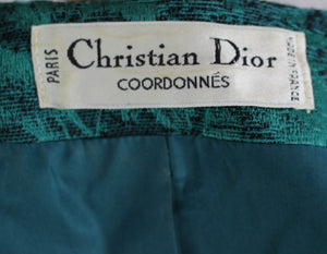 Vintage CHRISTIAN DIOR Coordonnés Green Silk Blend JACKET Size FR 38 UK 10