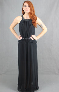 PINKO Black TASTONI ABITO CREPE MAXI DRESS Size IT 42 - UK 10