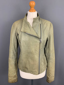 ALLSAINTS Women's MARSH BIKER LEATHER JACKET Size UK 12 Medium M ALL SAINTS