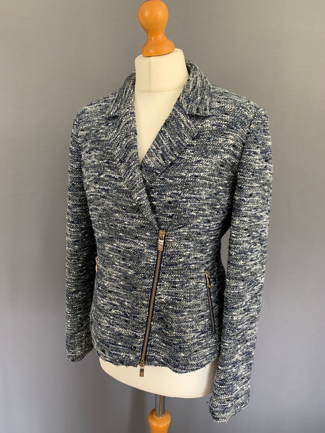 ARMANI JACKET - Blue Wool Blend - Women's Size IT 44 - UK 12