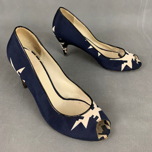 MIU MIU Blue Peep Toe Court Shoe Heels Size 38 - UK 5