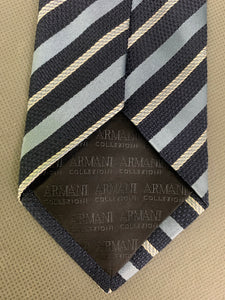 ARMANI COLLEZIONI Mens Blue Striped 100% Silk TIE - Made in Italy