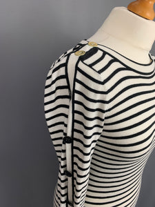 ARMANI STRIPED BUTTON SHOULDER DRESS - Women's Size Medium M