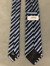 Load image into Gallery viewer, ARMANI COLLEZIONI Mens Blue Striped 100% Silk TIE - Made in Italy
