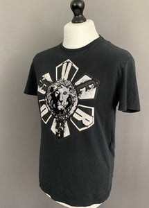 VERSACE Black T-SHIRT - Embroidered Lion TSHIRT - Size M Medium TEE