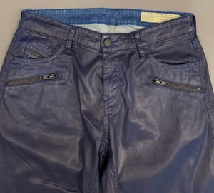 DIESEL Wet Look Blue Denim Skinny SLANDY-BK JEANS Size Waist 31" - Leg 32"