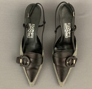 SALVATORE FERRAGAMO SLINGBACK MULES - Kitten Heels - Shoe Size 10 C - UK 7.5 - EU 40.5