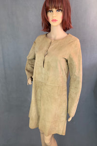 NICOLE FARHI Ladies Brown Suede Leather DRESS - Size Small - S