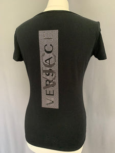 VERSACE VJC T-SHIRT - Black Sequinned TSHIRT - Size M Medium TEE