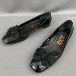 SALVATORE FERRAGAMO FLAT SHOES - Black Patent Leather - Size 9 C - UK 6.5 - EU 39.5