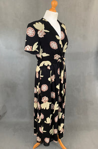 Vintage MANI Black Floral Pattern DRESS Size IT 46 - US 12 - UK 14