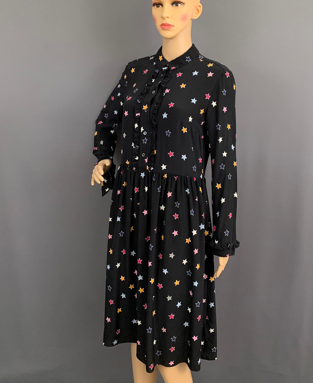 CHINTI PARKER DRESS Star Pattern 100 Silk Size UK 10 S