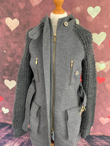 PINKO Women's Grey Virgin Wool Blend COAT Size IT 40 - UK 8 - US 4