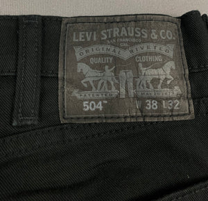 LEVI'S 504 JEANS - Black Denim - Size Waist 38" - Leg 30" - LEVIS LEVI STRAUSS & Co