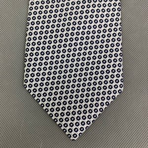 AQUASCUTUM Mens Silver 100% SILK Patterned TIE - Made in Italy