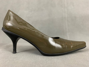 PRADA Green Patent Leather High Heel COURT SHOES Size 38.5 - UK 5.5