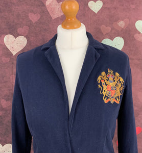JOULES Navy HARRIET Coat of Arms JERSEY BLAZER / JACKET Size UK 10 Small S