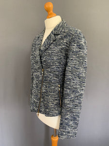 ARMANI JACKET - Blue Wool Blend - Women's Size IT 44 - UK 12