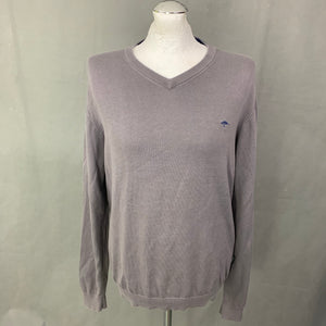 FYNCH-HATTON Mens Grey SUPIMA COTTON JUMPER Size Large L