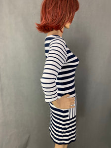 HENRI LLOYD Ladies Cotton Striped Jersey Dress - Size XS - UK 8