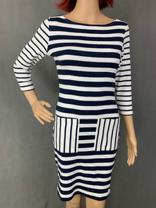 HENRI LLOYD Ladies Cotton Striped Jersey Dress - Size XS - UK 8