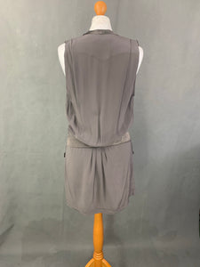 MAJE Ladies Grey 100% Silk Dress - Size Medium M