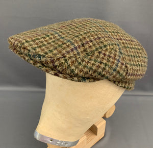 BARBOUR TWEED FLAT CAP - Houndstooth Pattern - Hat Size 7 1/2 - Peaky Blinders!