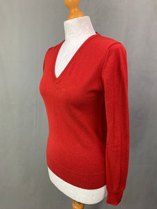 AQUASCUTUM Ladies Red 100% Wool JUMPER - Size Small S