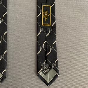 FENDI CRAVATTE TIE - Black 100% Silk - Made in Italy - FR20537