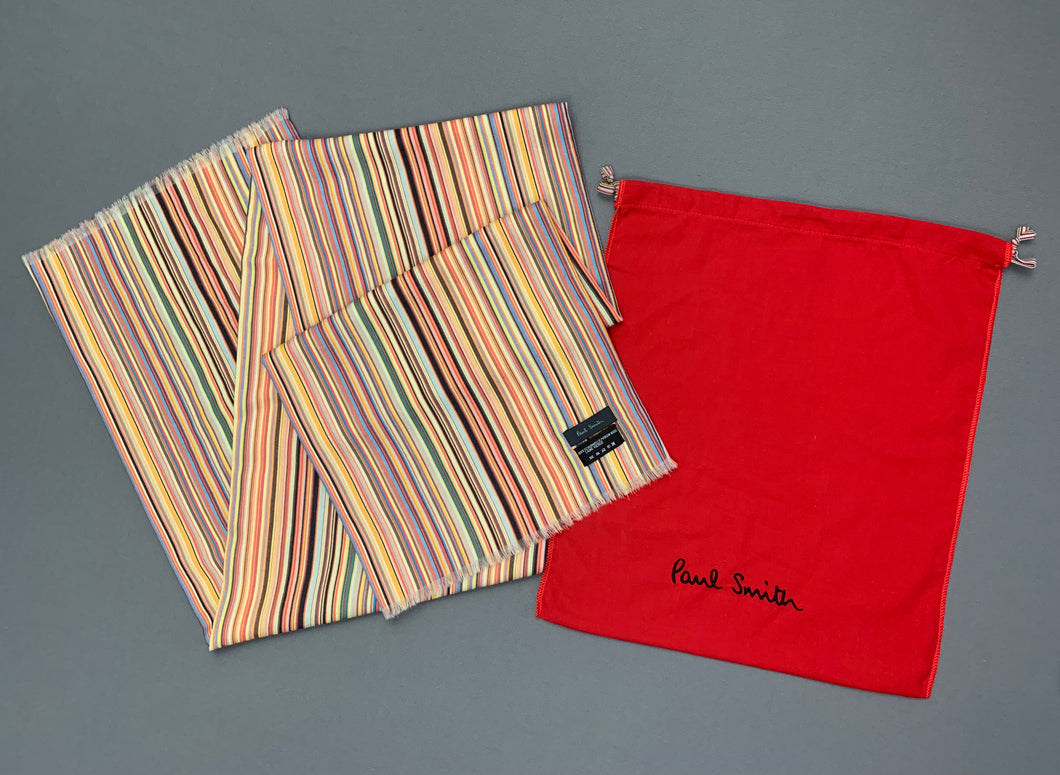 PAUL SMITH SCARF - 100% VIRGIN WOOL - STRIPED PATTERN - with Dust Bag
