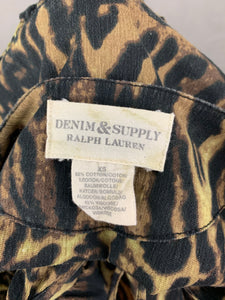 RALPH LAUREN Ladies Leopard Print Bell Sleeve SMOCK TOP Size XS Extra Small