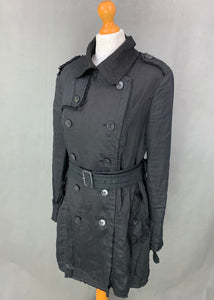 ALLSAINTS Ladies Black Linen HARLEQUIN COAT JACKET Size UK 12