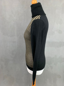 VERSACE Ladies Black & Gold Roll Neck JUMPER - Size Small S