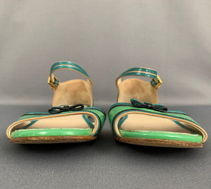 PRADA Green Leather SANDALS / SHOES Size 37.5 - UK 4.5