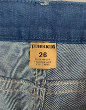Load image into Gallery viewer, TRUE RELIGION CASSIE SHORTS - Blue Denim Jean Shorts - Women&#39;s Size Waist 26&quot;
