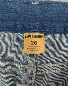 TRUE RELIGION CASSIE SHORTS - Blue Denim Jean Shorts - Women's Size Waist 26"