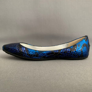 JIMMY CHOO SNAKESKIN FLATS - BLUE SHOES - Women's Size EU 39.5 - UK 6.5