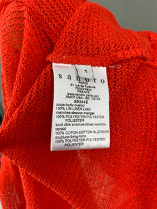 SANDRO Ladies Red 100% Linen Open Weave Fine Knit TOP Size 1 - UK 8