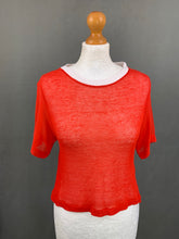 Load image into Gallery viewer, SANDRO Ladies Red 100% Linen Open Weave Fine Knit TOP Size 1 - UK 8
